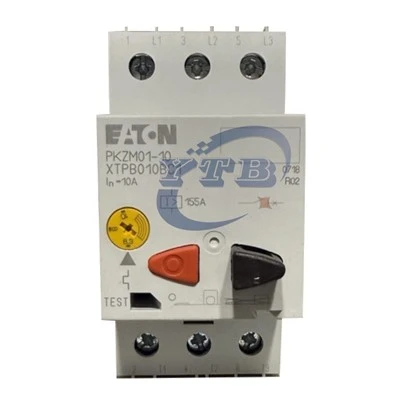 Eaton PKZM01-10 Кнопочный автоматический выключатель для защиты двигателя, регулируемый диапазон тока 6,3–10 А, 3-полюсный выключатель класса 10 MPCB